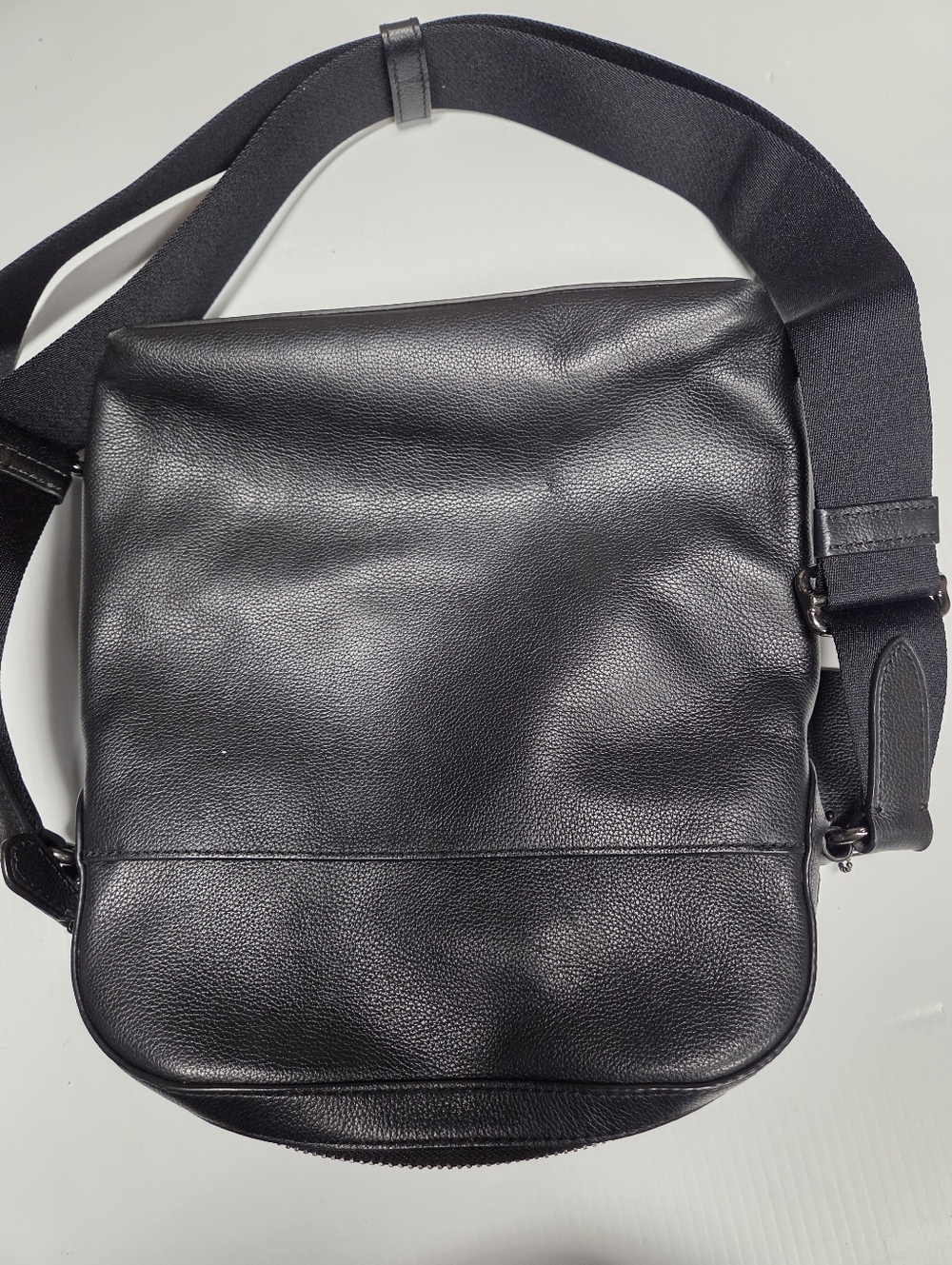 Coach Houston Flight Bag Black Leather Gunmetal Messenger Crossbody Bag - Picture 7 of 8